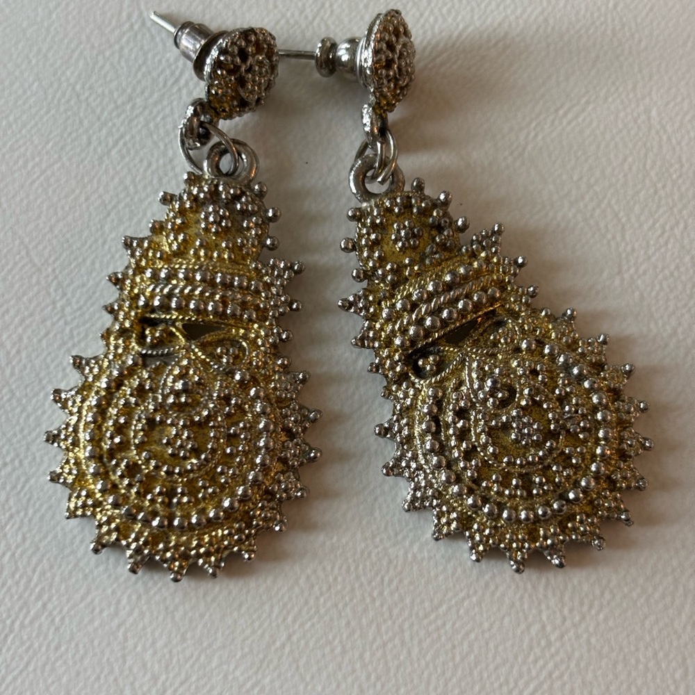 Vintage Gold and Silver Intricate Earrings
